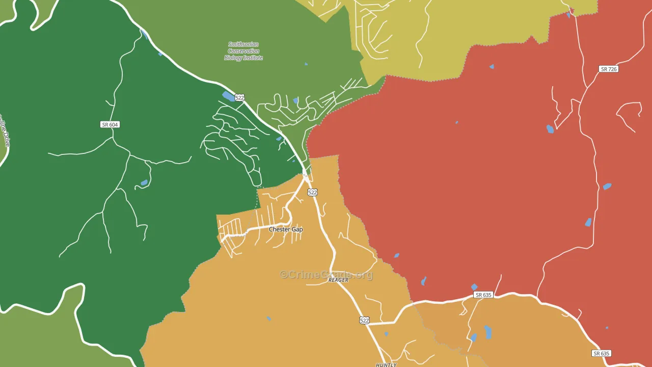 Chester Gap, VA Map of Robbery Rates