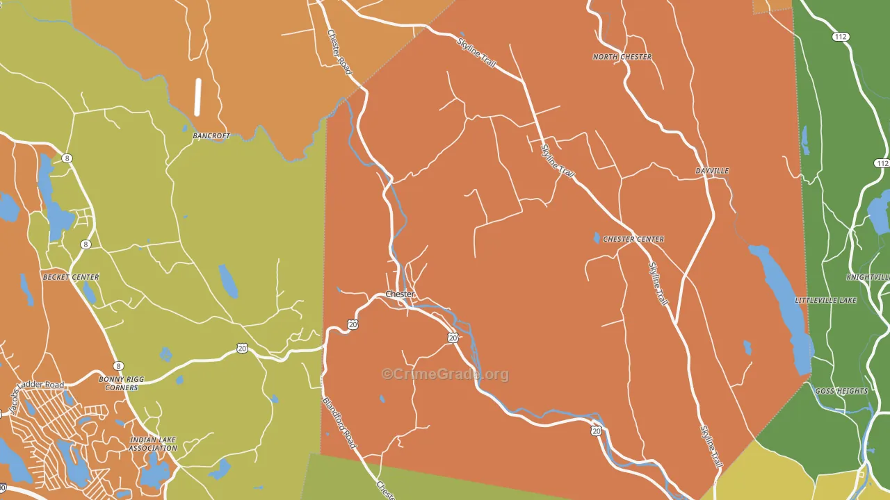 Chester, MA Map of Robbery Rates