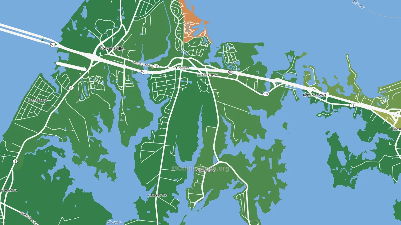 Chester, MD Map of Robbery Rates