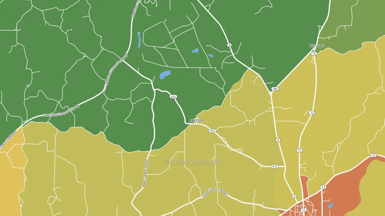 Chester, MS Map of Robbery Rates