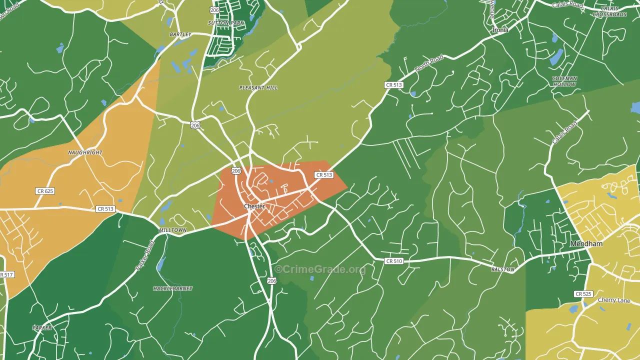 Chester, NJ Map of Robbery Rates
