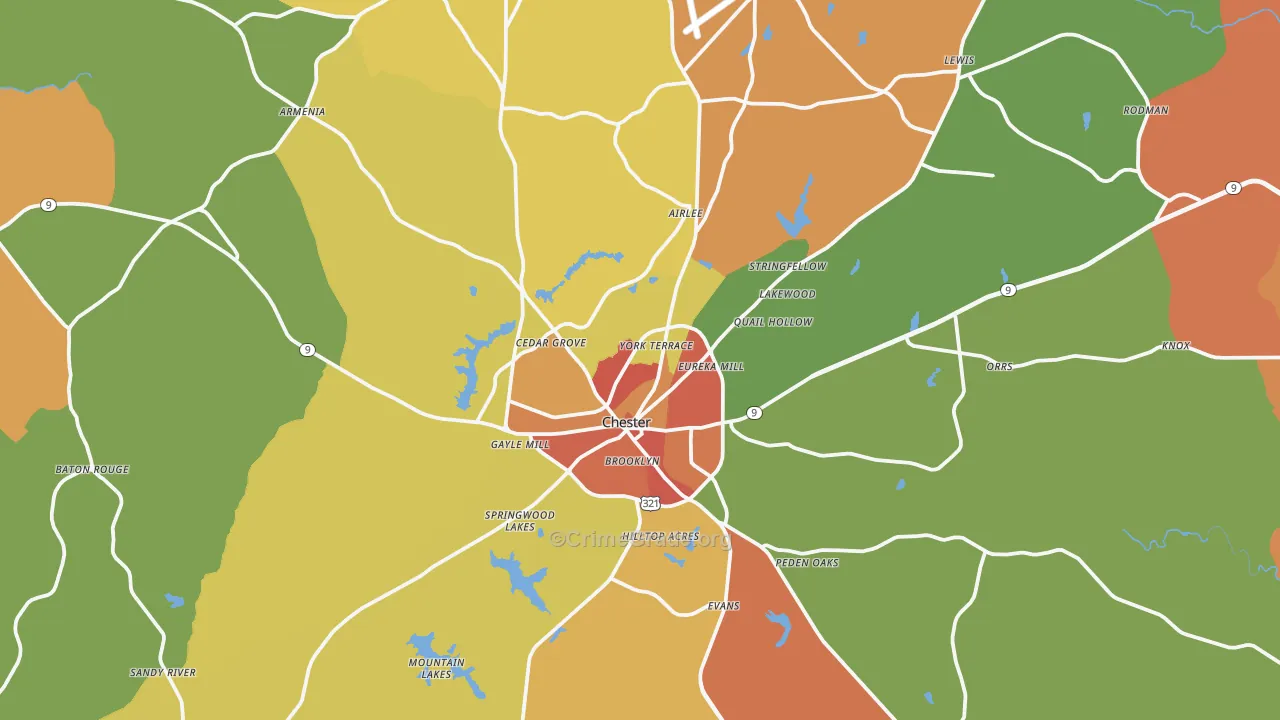 Chester, SC Map of Robbery Rates