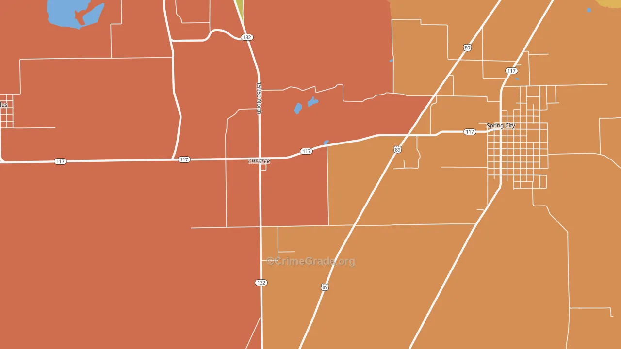 Chester, UT Map of Robbery Rates