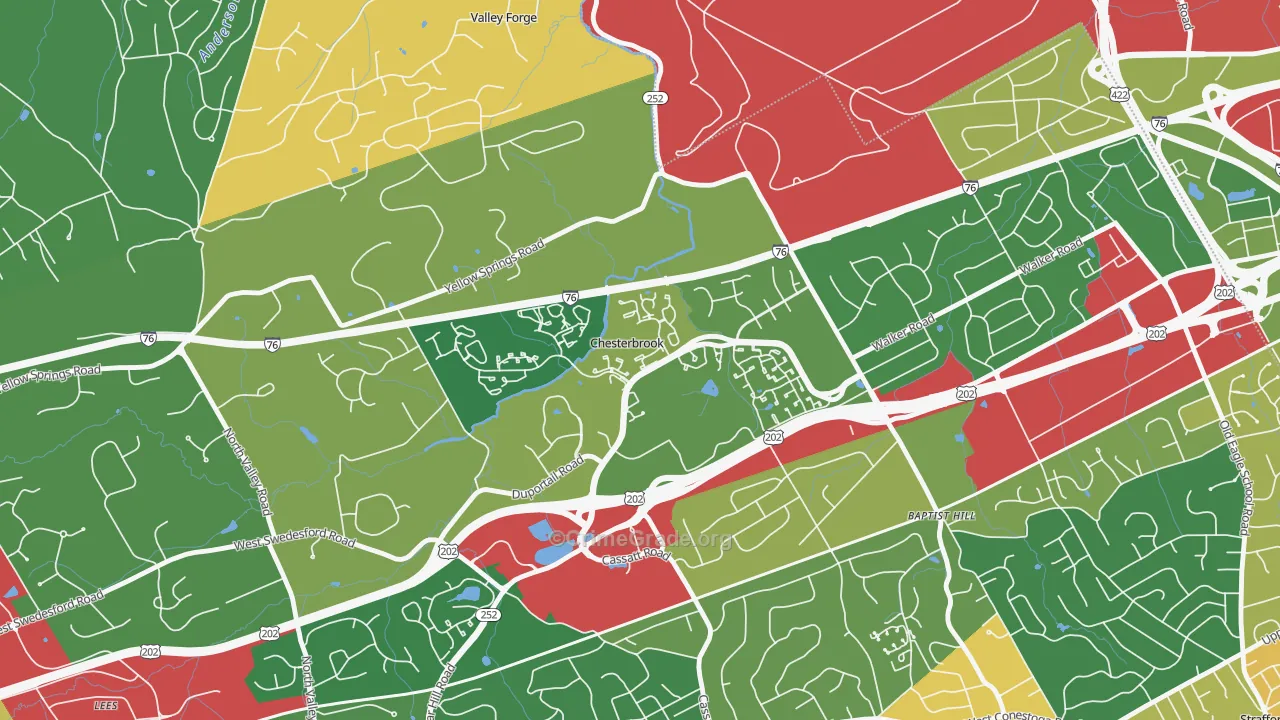 Chesterbrook, PA Map of Robbery Rates