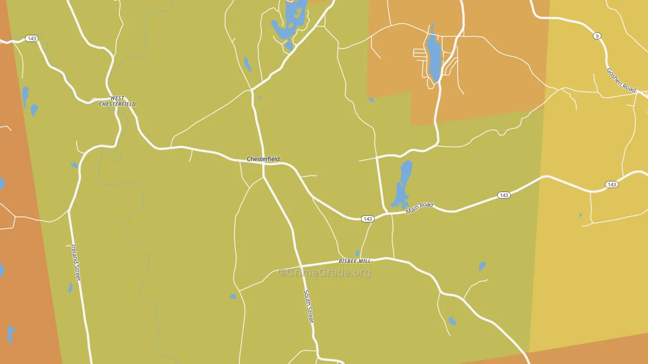 Chesterfield, MA Map of Robbery Rates