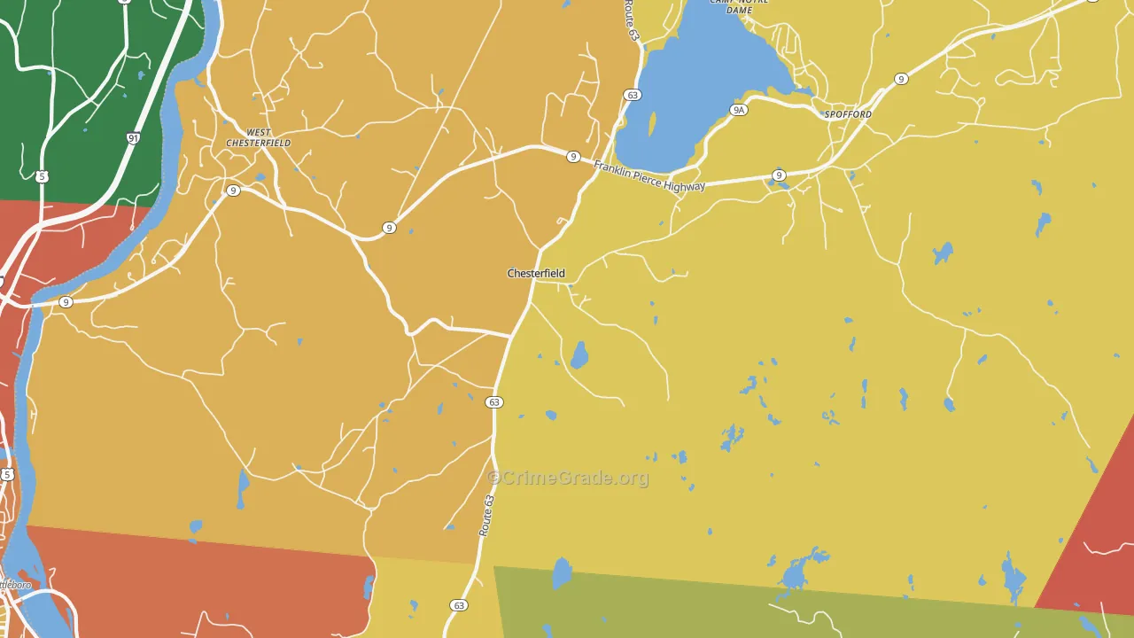 Chesterfield, NH Map of Robbery Rates