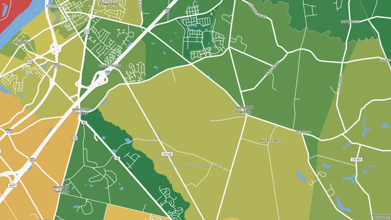 Chesterfield, NJ Map of Robbery Rates