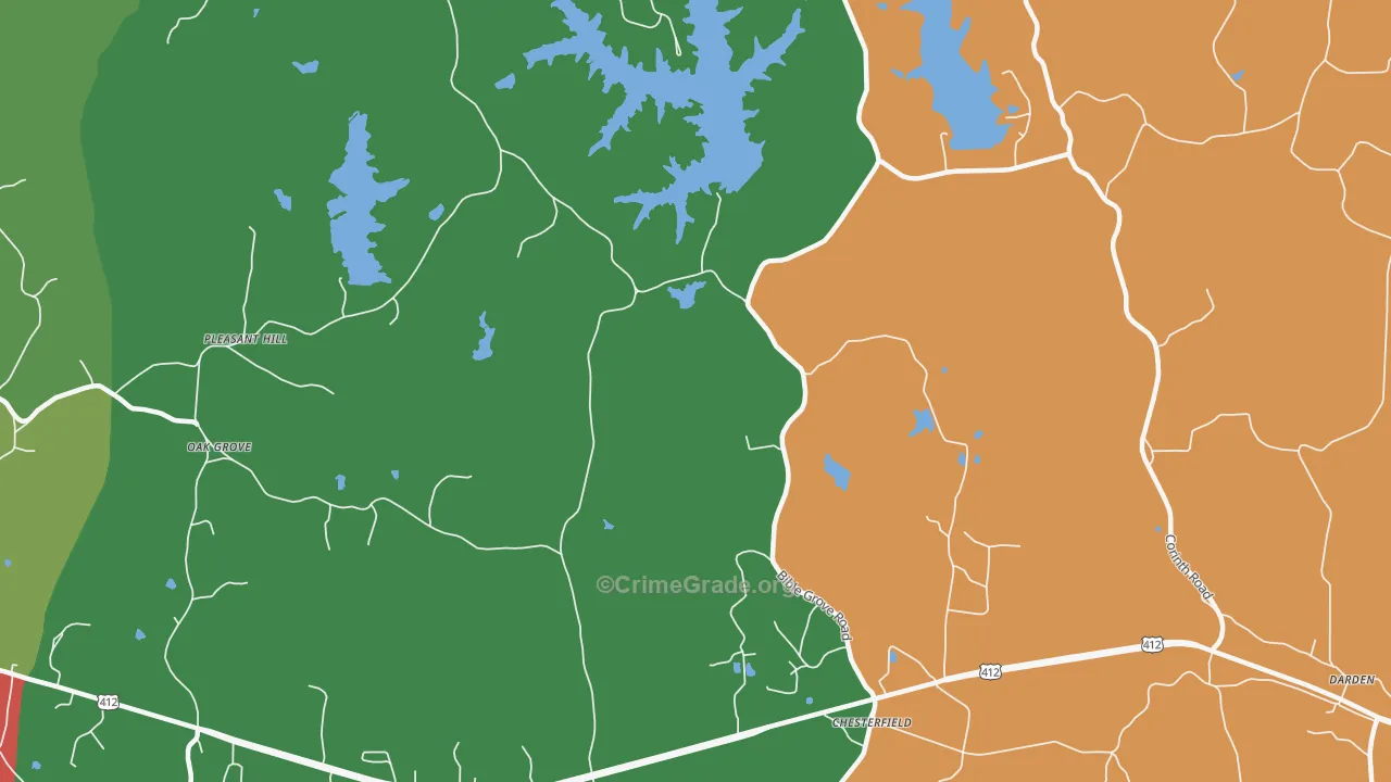 Chesterfield, TN Map of Robbery Rates