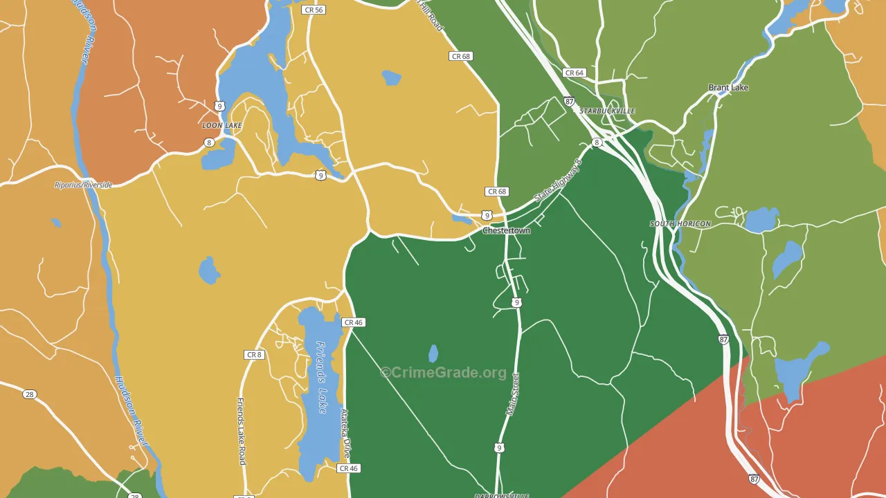 Chestertown, NY Map of Robbery Rates