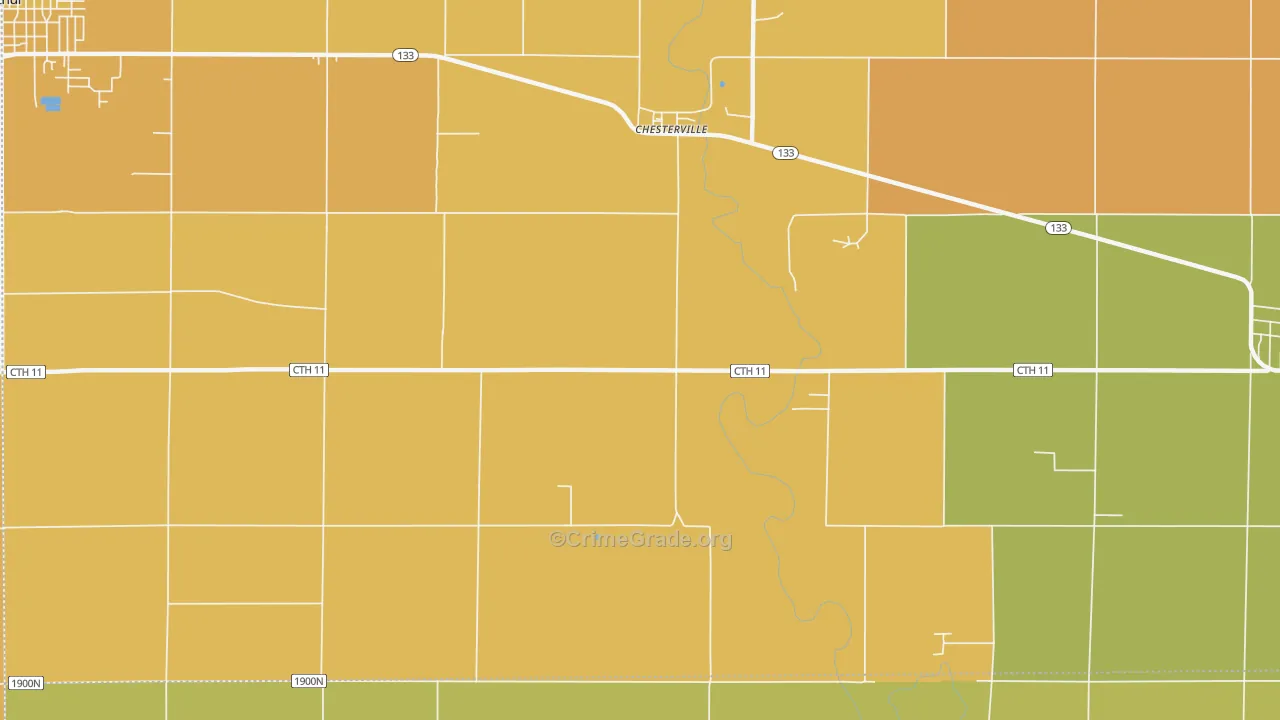 Chesterville, IL Map of Robbery Rates