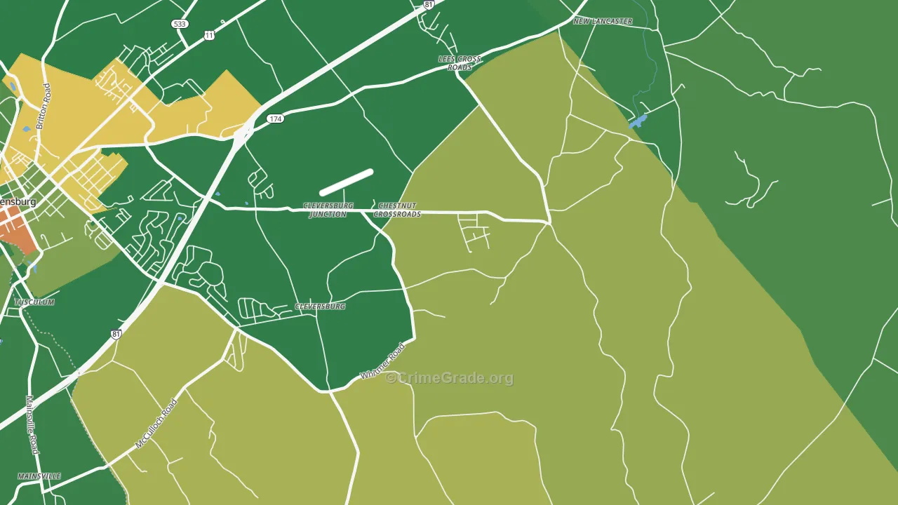 Chestnut Crossroads, PA Map of Robbery Rates