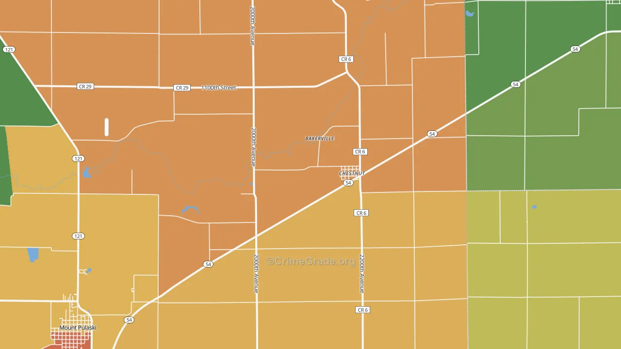 Chestnut, IL Map of Robbery Rates