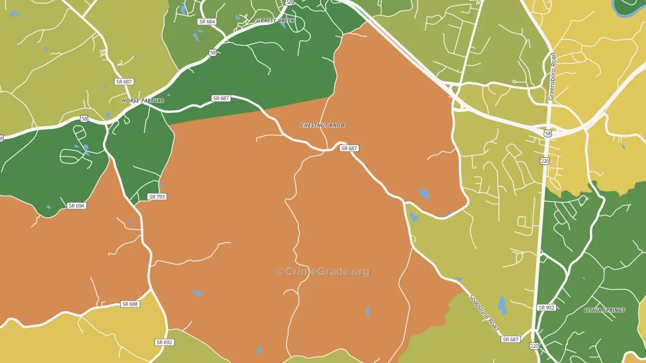 Chestnut Knob, VA Map of Robbery Rates