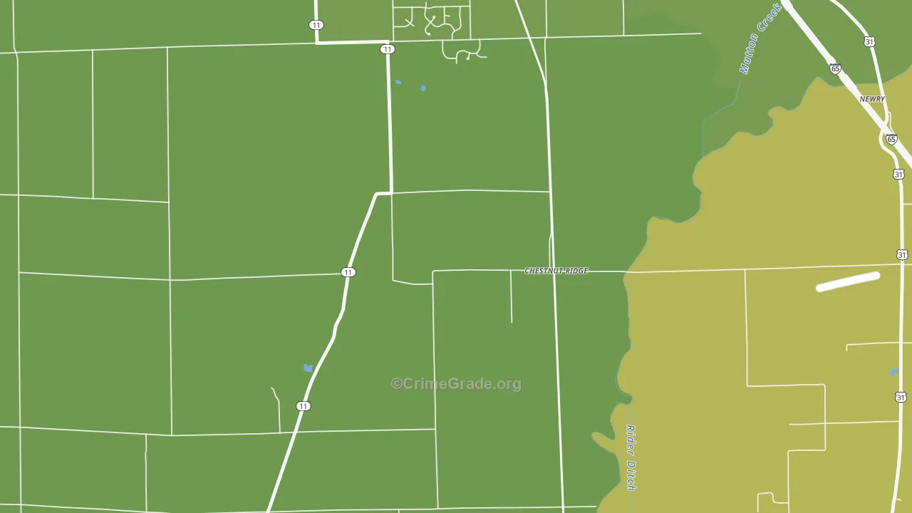 Chestnut Ridge, IN Map of Robbery Rates