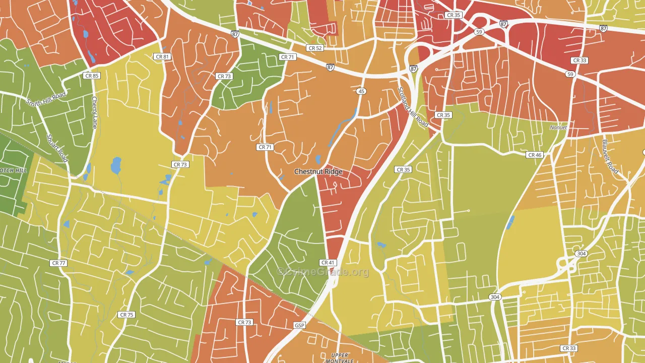 Chestnut Ridge, NY Map of Robbery Rates
