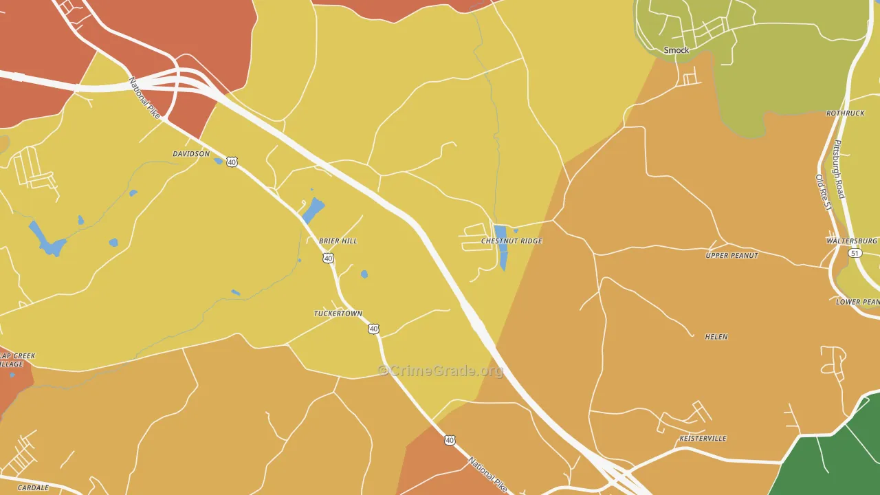 Chestnut Ridge, PA Map of Robbery Rates