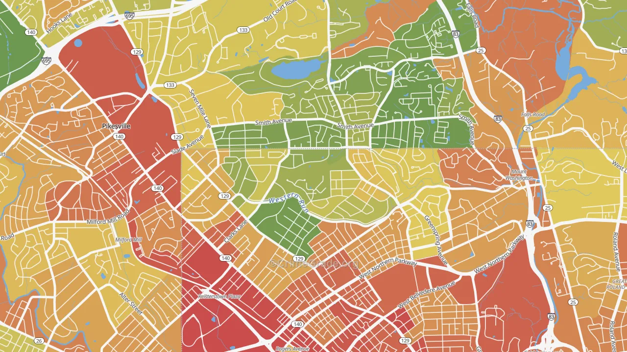 Cheswolde, Baltimore, MD Map of Robbery Rates