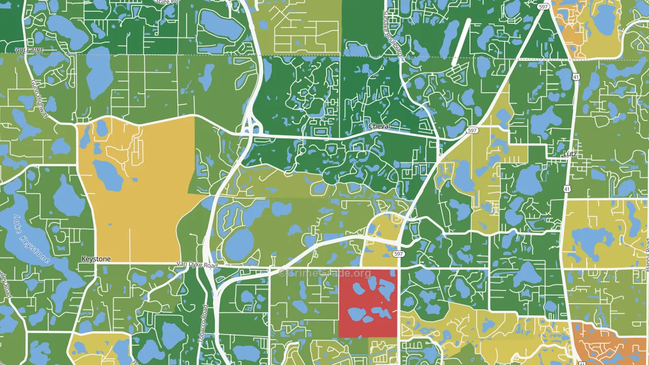 Cheval, FL Map of Robbery Rates