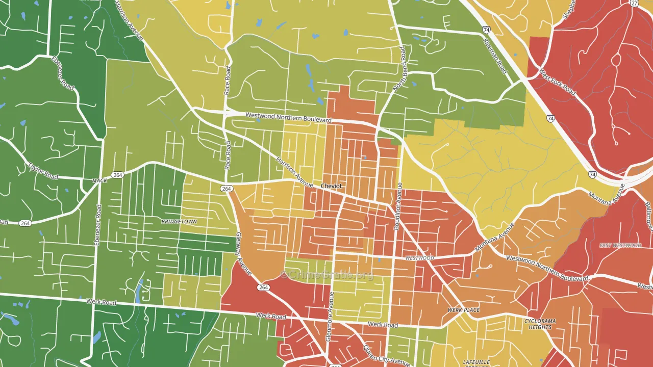 Cheviot, OH Map of Robbery Rates