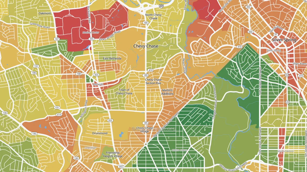 Chevy Chase Section Five, MD Map of Robbery Rates