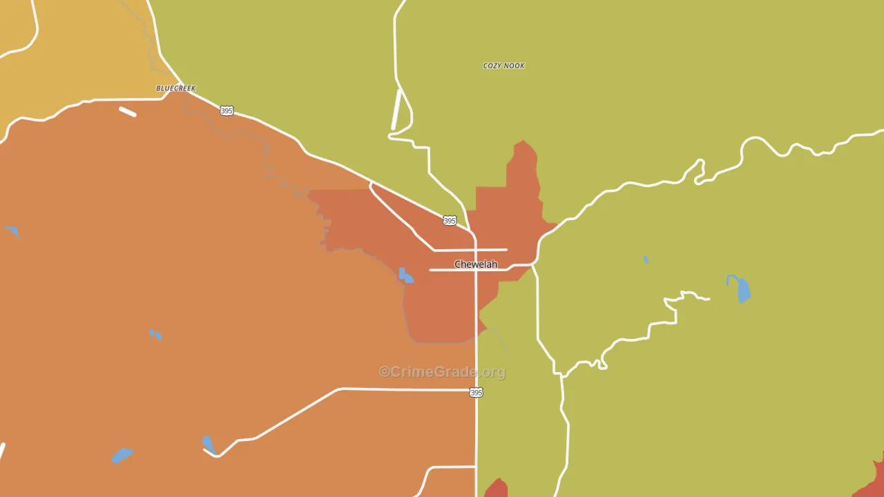 Chewelah, WA Map of Robbery Rates