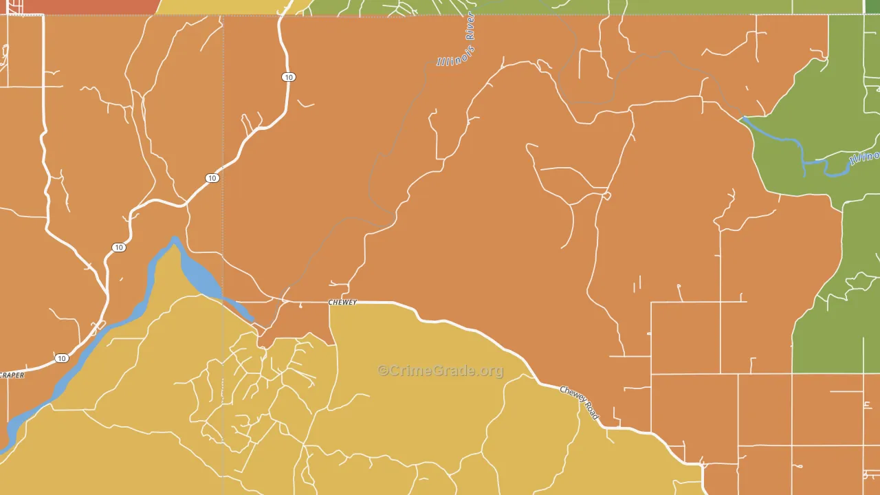 Chewey, OK Map of Robbery Rates