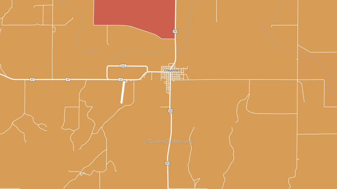 Cheyenne, OK Map of Robbery Rates