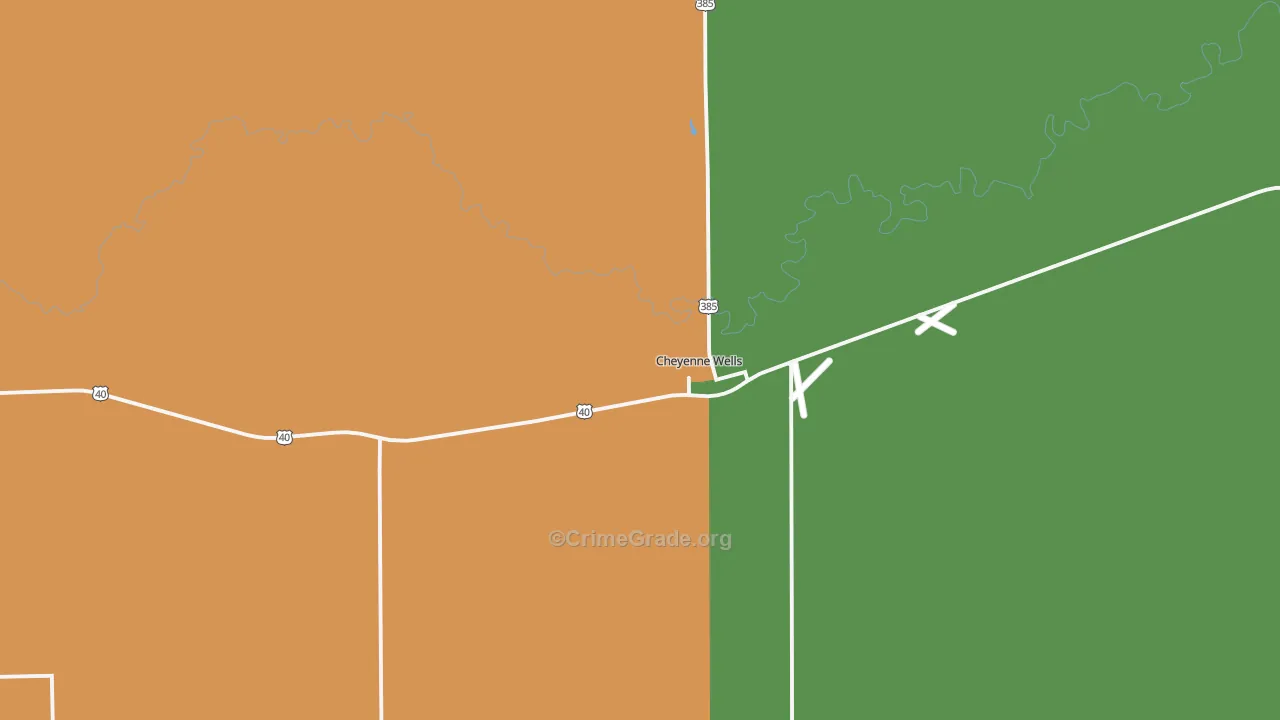 Cheyenne Wells, CO Map of Robbery Rates
