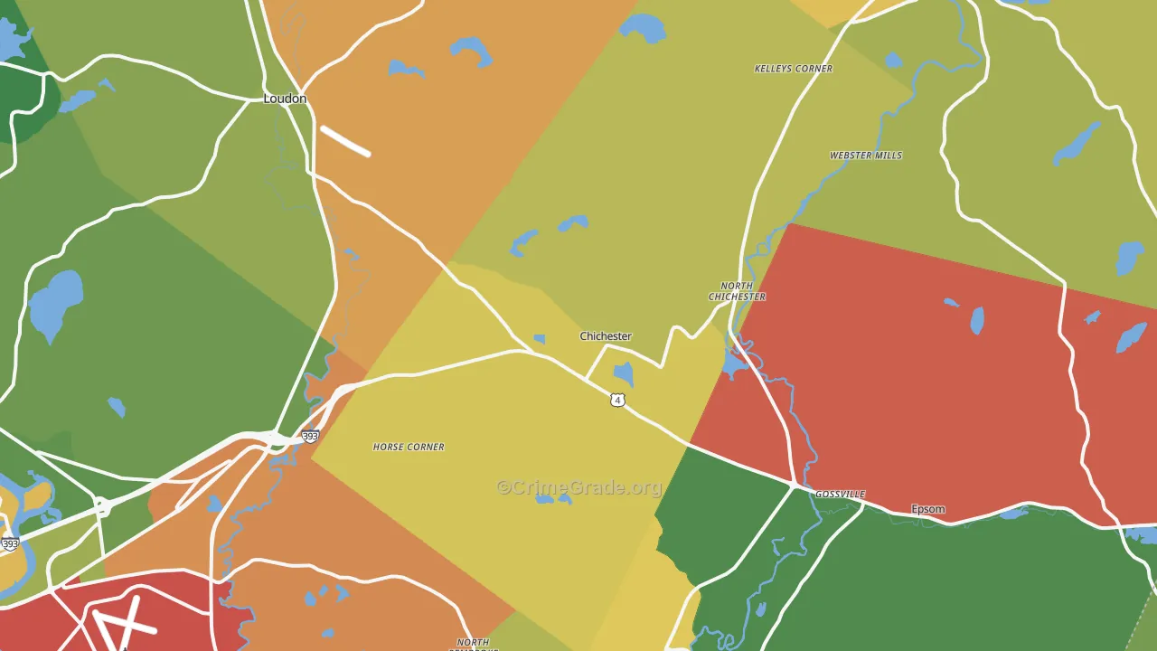Chichester, NH Map of Robbery Rates