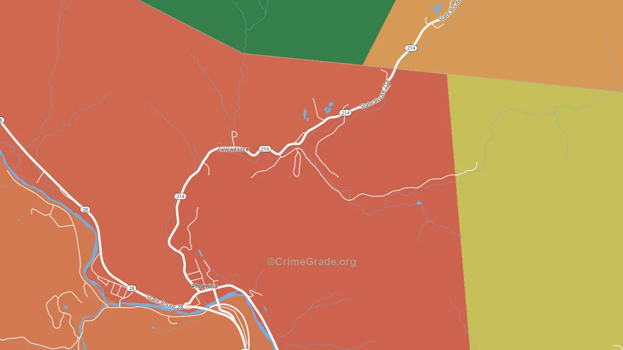 Chichester, NY Map of Robbery Rates