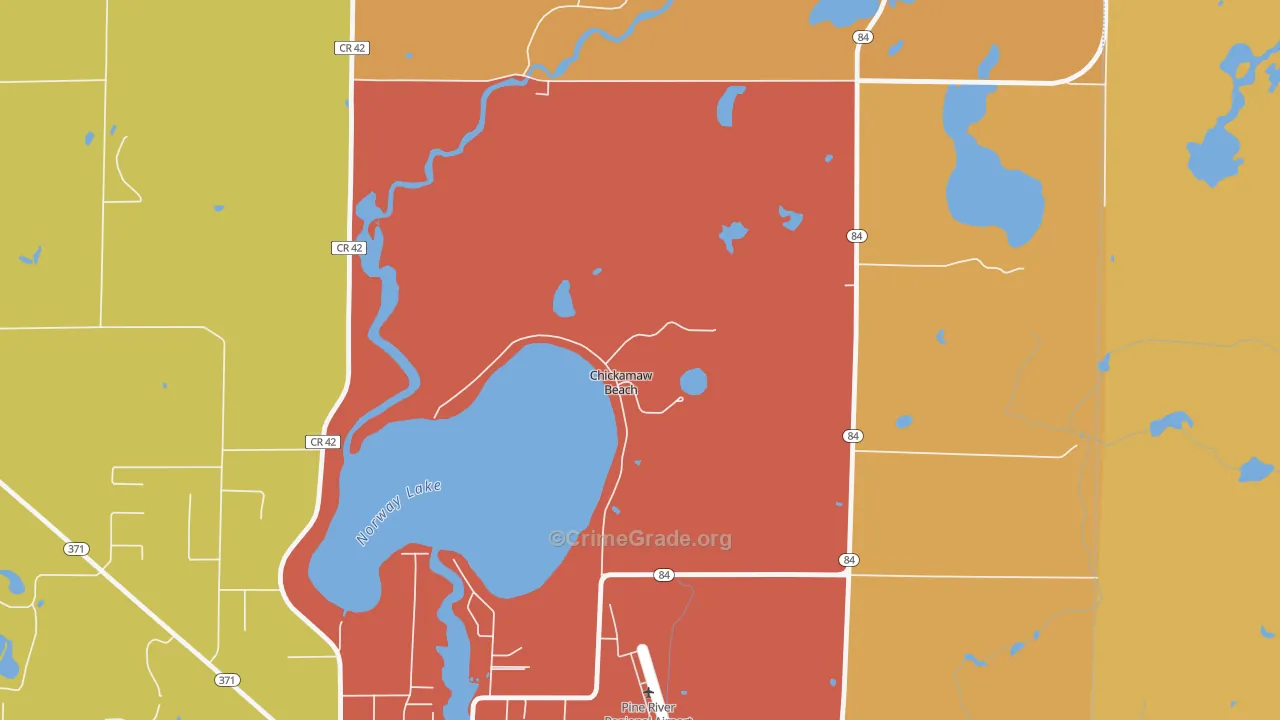 Chickamaw Beach, MN Map of Robbery Rates