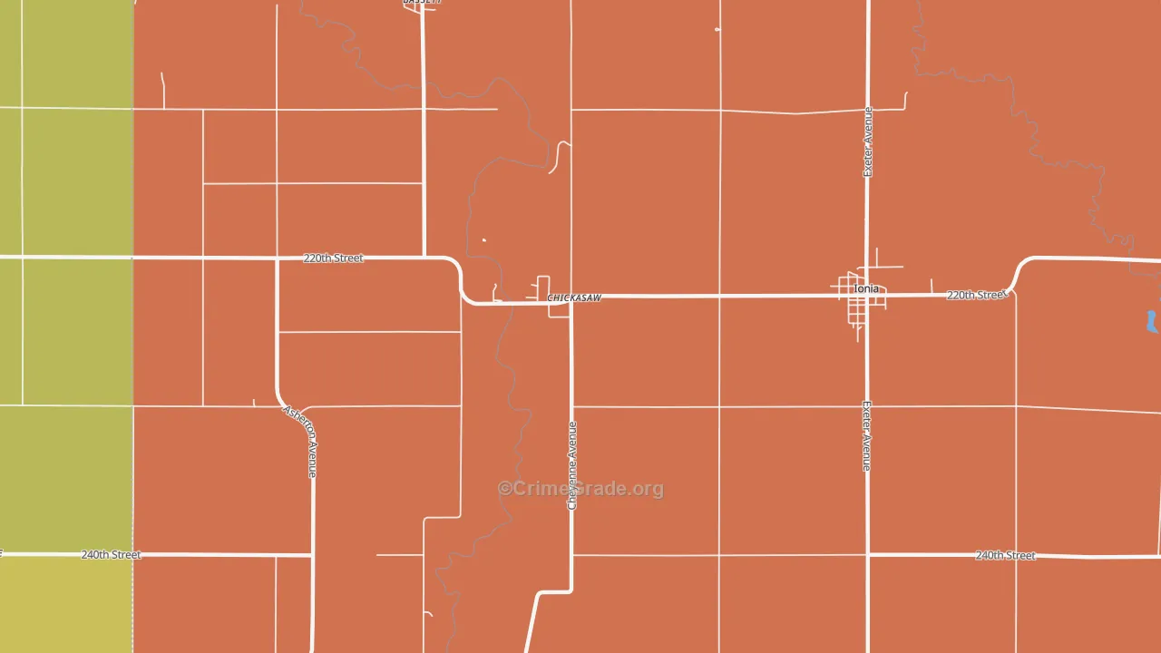 Chickasaw, IA Map of Robbery Rates