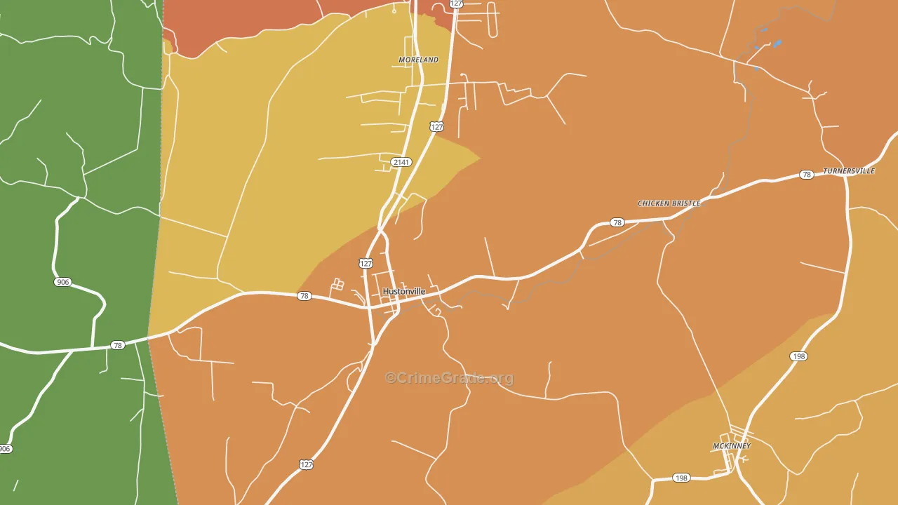 Chicken Bristle, KY Map of Robbery Rates