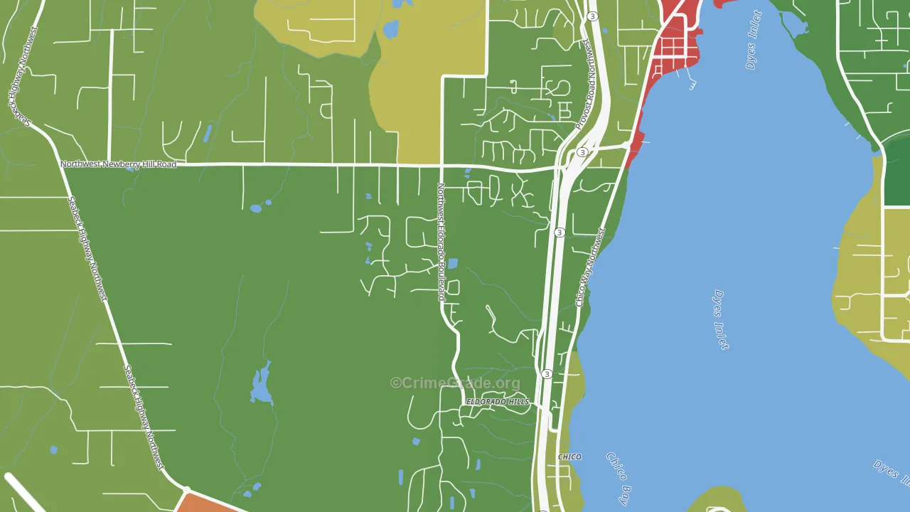Chico, WA Map of Robbery Rates