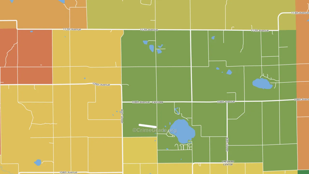 Chicora, MI Map of Robbery Rates