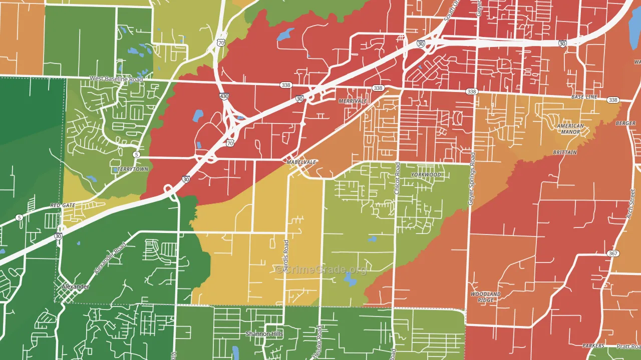 Chicot West, Little Rock, AR Map of Robbery Rates