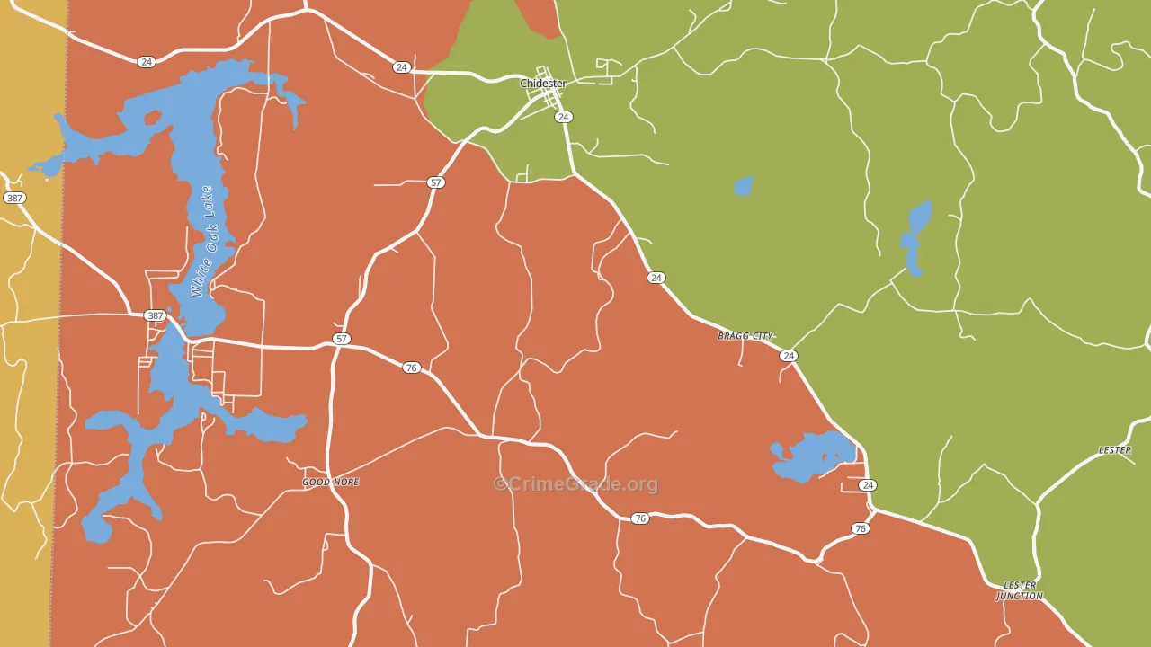 Chidester, AR Map of Robbery Rates