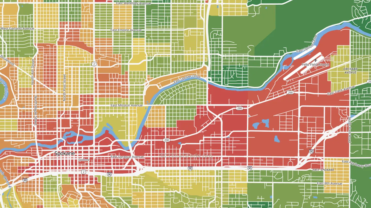 Chief Garry Park, Spokane, WA Map of Robbery Rates