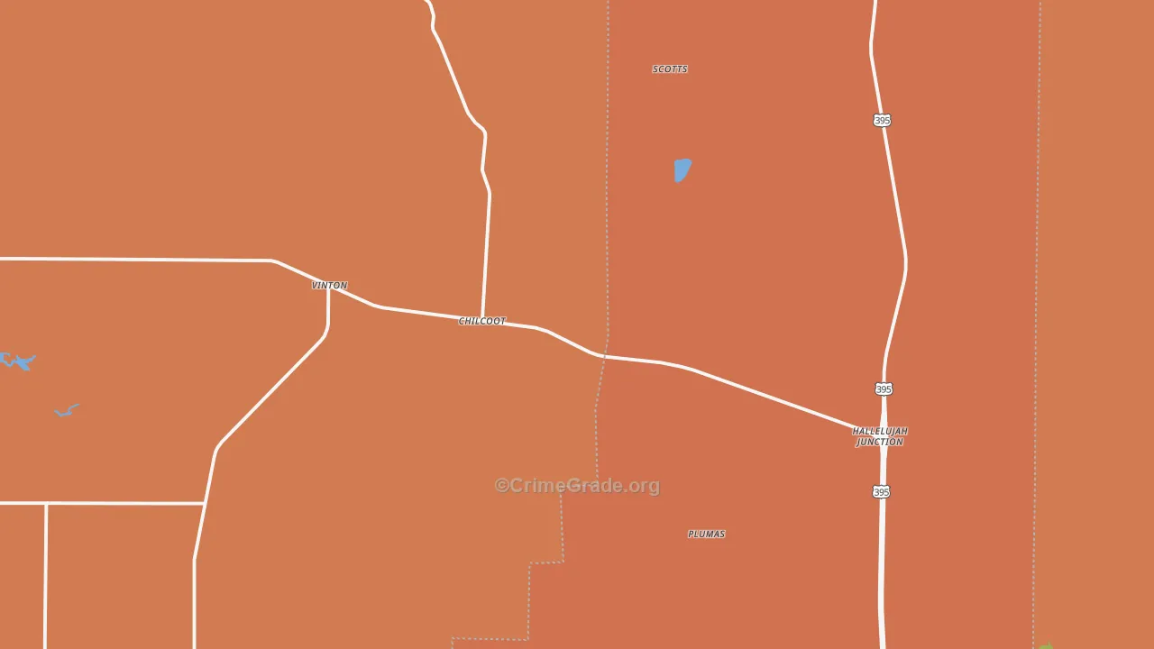 Chilcoot, CA Map of Robbery Rates