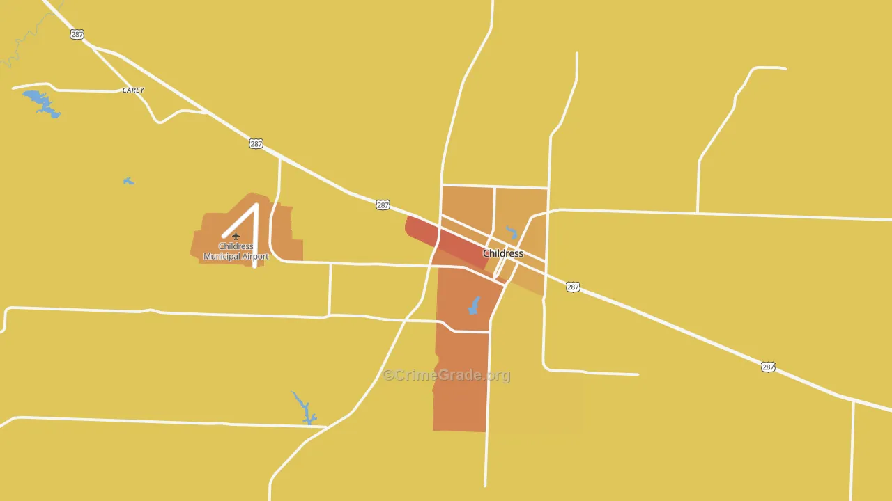Childress County, TX Map of Robbery Rates