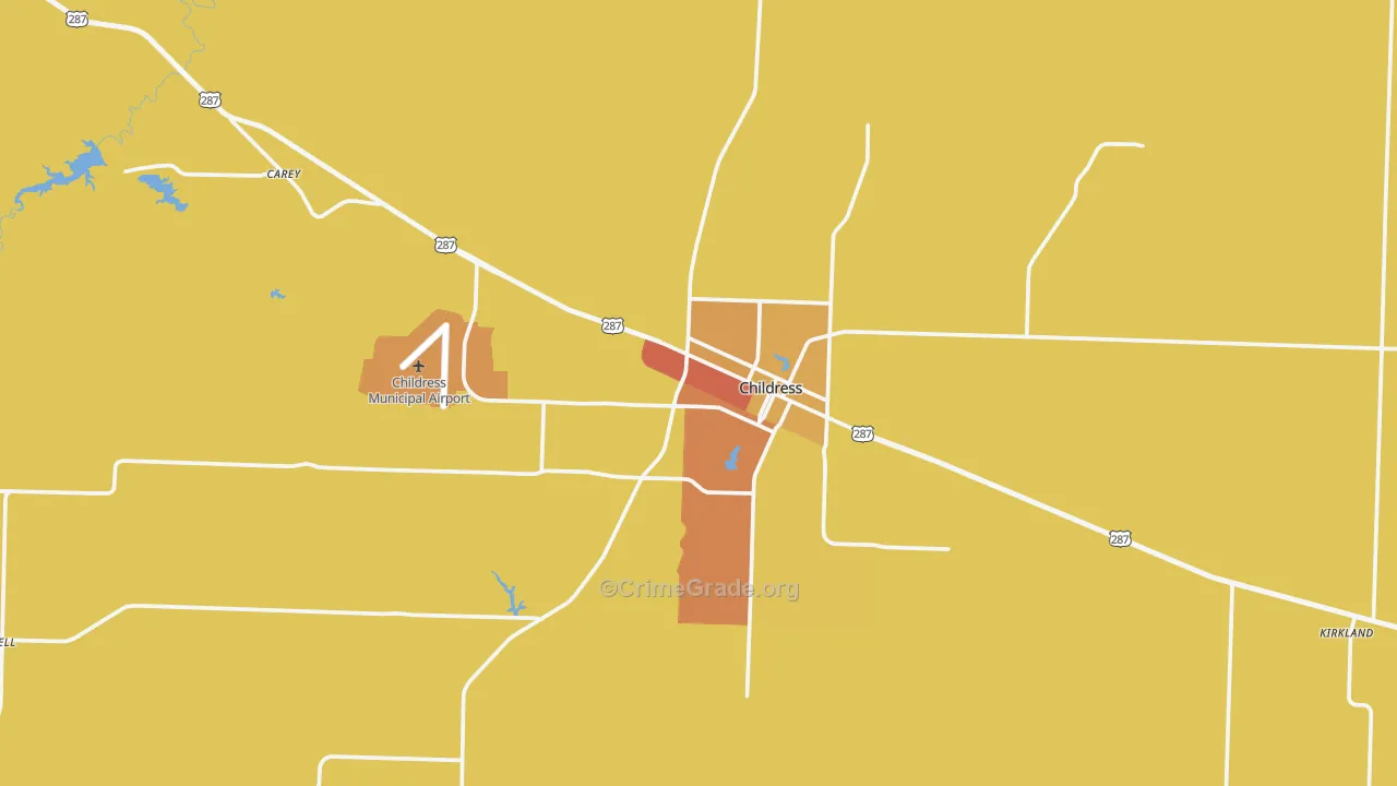 Childress, TX Map of Robbery Rates