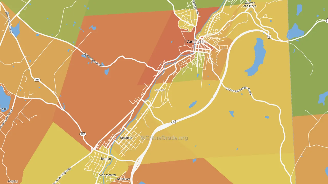 Childs, PA Map of Robbery Rates