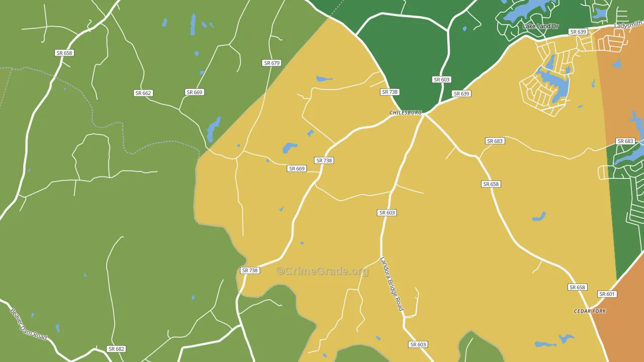 Chilesburg, VA Map of Robbery Rates