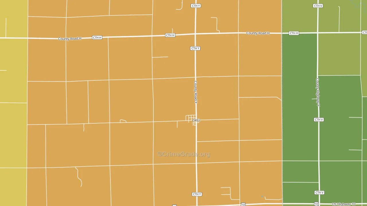 Chili, WI Map of Robbery Rates