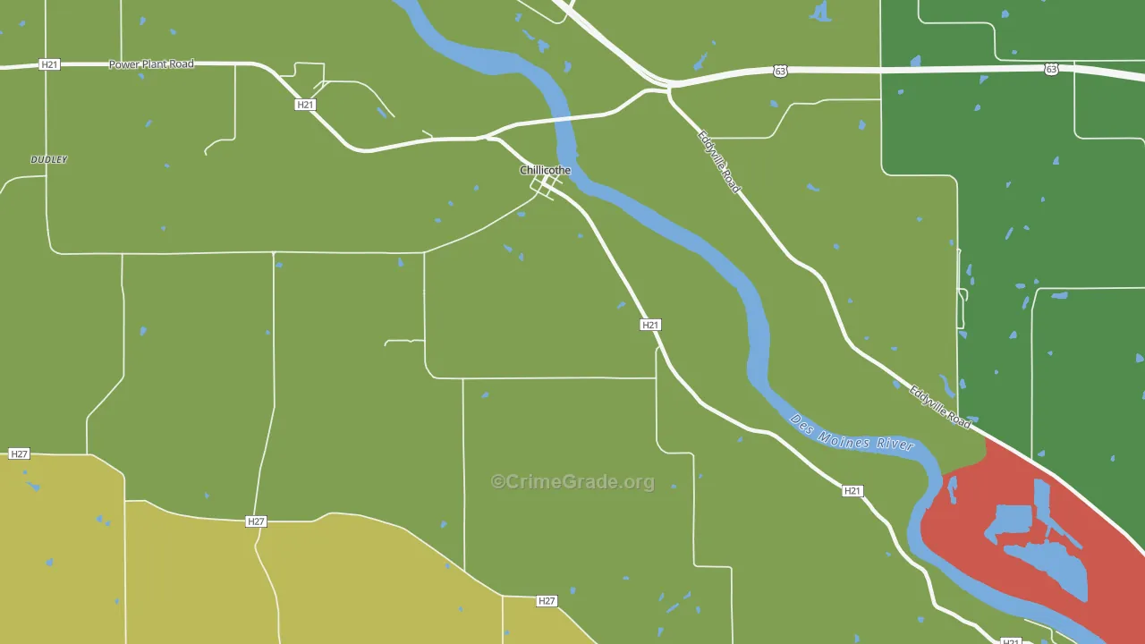 Chillicothe, IA Map of Robbery Rates