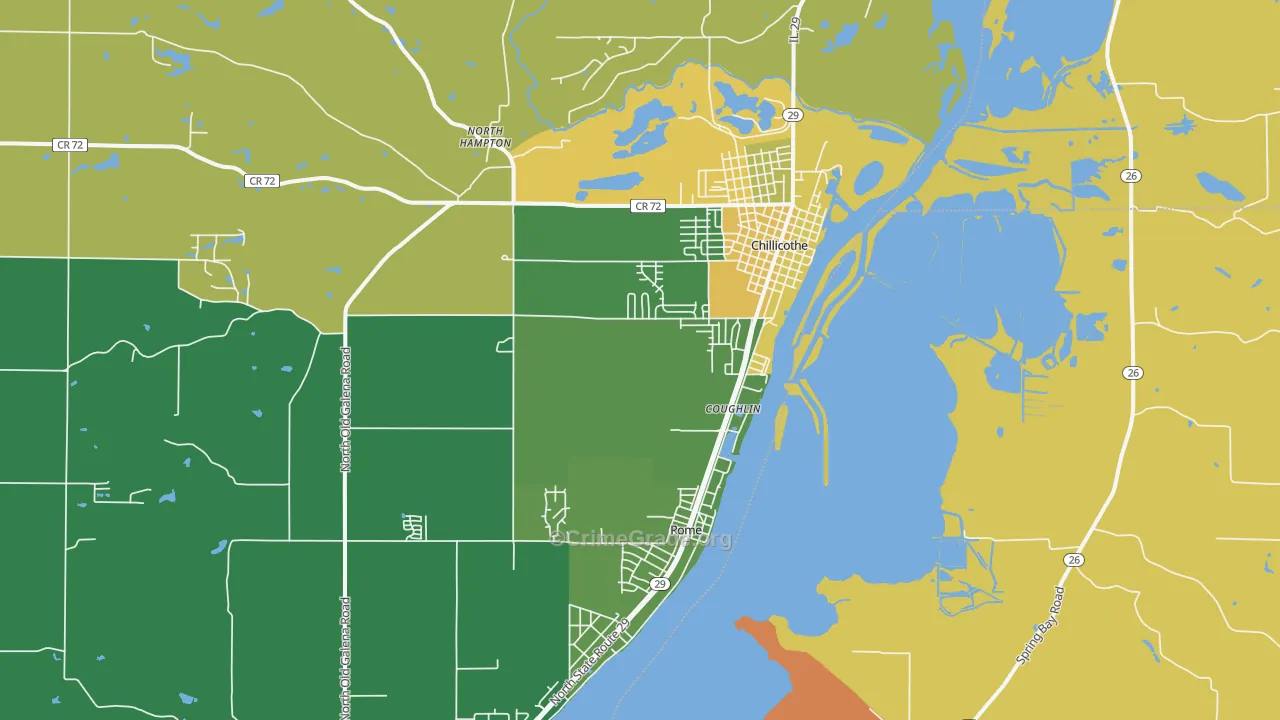 Chillicothe, IL Map of Robbery Rates