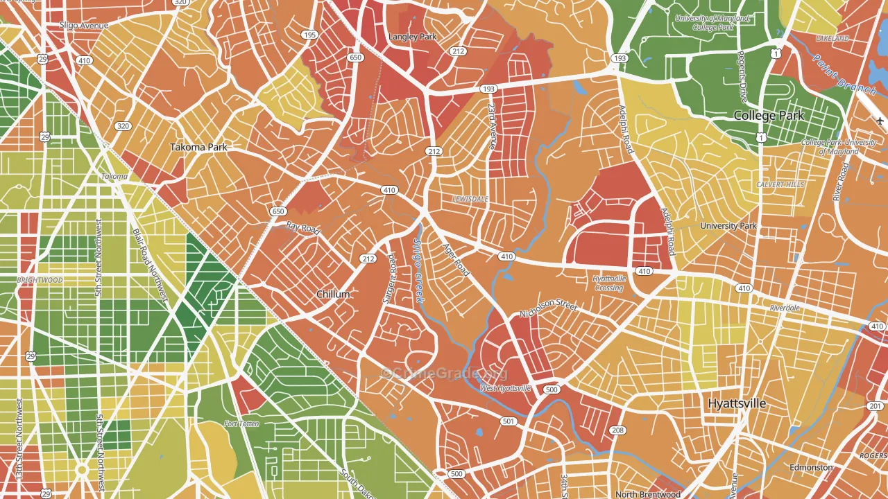 Chillum, MD Map of Robbery Rates