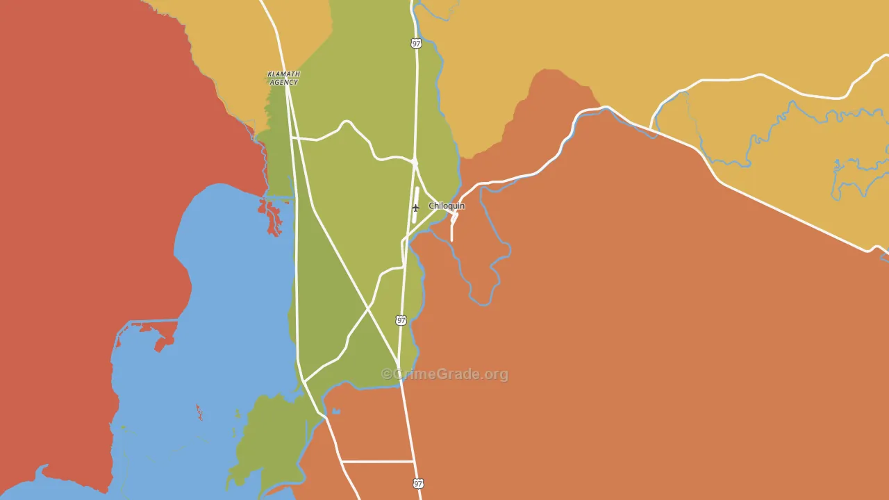 Chiloquin, OR Map of Robbery Rates