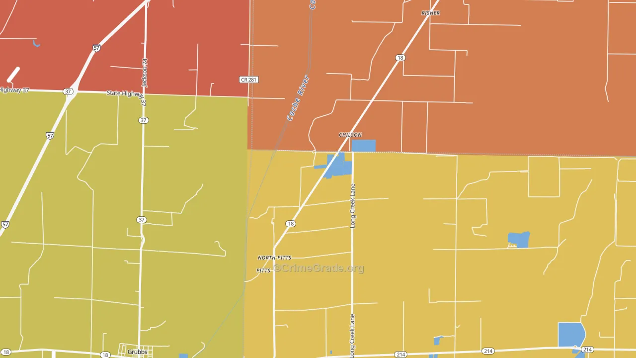 Chilson, AR Map of Robbery Rates