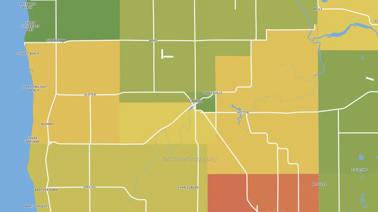 Chilton, WI Map of Robbery Rates